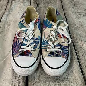 D10 Chuck Taylor All Star Converse Floral Canvas Sneakers, Size 8, Pre-owned
